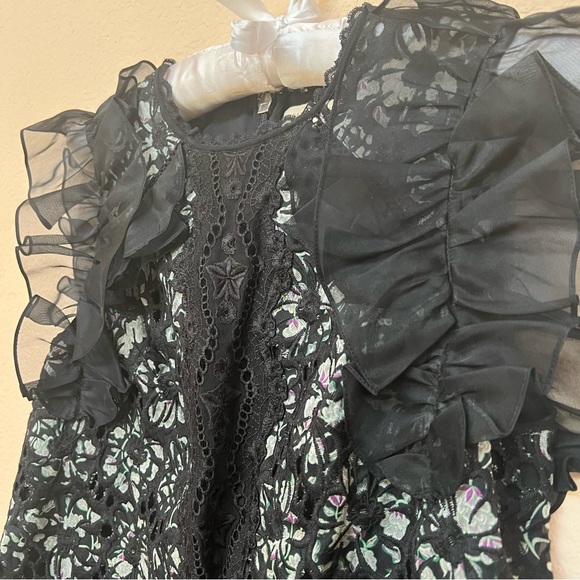 Rebecca Taylor NWOT SILK Sleeveless Floral Embroidery Ruffle Mini Dress B17/20 - Picture 8 of 16